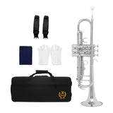 Maxbell B Flat Trumpet Set Professional for Stage Performance Professionals Children Argent