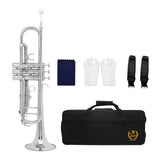 Maxbell B Flat Trumpet Set Professional for Stage Performance Professionals Children Argent