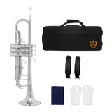 Maxbell B Flat Trumpet Set Professional for Stage Performance Professionals Children Argent