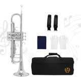 Maxbell B Flat Trumpet Set Professional for Stage Performance Professionals Children Argent