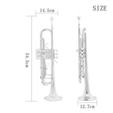 Maxbell B Flat Trumpet Set Professional for Stage Performance Professionals Children Argent