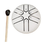 Maxbell Steel Drum 3 inch 6 Tones Portable Yoga Drum for Travel Parties Education White