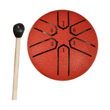 Maxbell Steel Drum 3 inch 6 Tones Portable Yoga Drum for Travel Parties Education Red