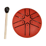 Maxbell Steel Drum 3 inch 6 Tones Portable Yoga Drum for Travel Parties Education Red