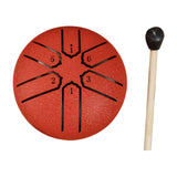 Maxbell Steel Drum 3 inch 6 Tones Portable Yoga Drum for Travel Parties Education Red