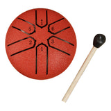 Maxbell Steel Drum 3 inch 6 Tones Portable Yoga Drum for Travel Parties Education Red