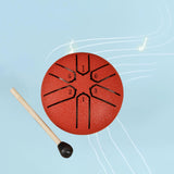 Maxbell Steel Drum 3 inch 6 Tones Portable Yoga Drum for Travel Parties Education Red