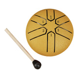 Maxbell 6 Notes Steel Drum Handmade Steel Steel Drum for Travel Concert Meditation Golden