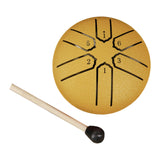 Maxbell 6 Notes Steel Drum Handmade Steel Steel Drum for Travel Concert Meditation Golden