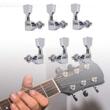 Maxbell 6 Pieces 3R 3L Guitar Tuner Pegs Guitar Tuner Machine Head for Guitars Parts Silver