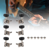 Maxbell 6Pcs String Tuning Pegs Machine Heads for Acoustic Guitars Parts Replacement Black Single Hole