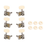 Maxbell 6Pcs String Tuning Pegs Machine Heads for Acoustic Guitars Parts Replacement White Double Hole