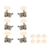 Maxbell 6Pcs String Tuning Pegs Machine Heads for Acoustic Guitars Parts Replacement White Double Hole