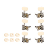 Maxbell 6Pcs String Tuning Pegs Machine Heads for Acoustic Guitars Parts Replacement White Double Hole