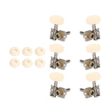 Maxbell 6Pcs String Tuning Pegs Machine Heads for Acoustic Guitars Parts Replacement White Double Hole