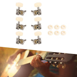 Maxbell 6Pcs String Tuning Pegs Machine Heads for Acoustic Guitars Parts Replacement White Double Hole