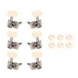 Maxbell 6Pcs String Tuning Pegs Machine Heads for Acoustic Guitars Parts Replacement White Single Hole