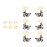 Maxbell 6Pcs String Tuning Pegs Machine Heads for Acoustic Guitars Parts Replacement White Single Hole