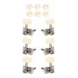 Maxbell 6Pcs String Tuning Pegs Machine Heads for Acoustic Guitars Parts Replacement White Single Hole