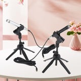 Maxbell Interview Microphone 3.5mm Audio Cable with Desktop Stand for Laptop Singing Silver