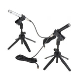 Maxbell Interview Microphone 3.5mm Audio Cable with Desktop Stand for Laptop Singing Silver