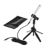 Maxbell Interview Microphone 3.5mm Audio Cable with Desktop Stand for Laptop Singing Silver