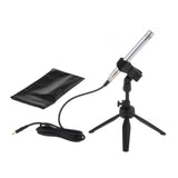 Maxbell Interview Microphone 3.5mm Audio Cable with Desktop Stand for Laptop Singing Silver