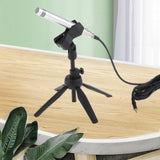 Maxbell Interview Microphone 3.5mm Audio Cable with Desktop Stand for Laptop Singing Silver