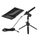 Maxbell Interview Microphone 3.5mm Audio Cable with Desktop Stand for Laptop Singing Black