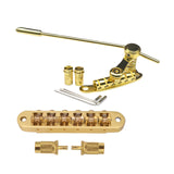 Maxbell Electric Guitar Bridge Stop Bar Tailpiece Vibrato Bridge for Electric Guitar Gold