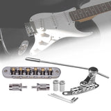 Maxbell Electric Guitar Bridge Stop Bar Tailpiece Vibrato Bridge for Electric Guitar Silver