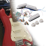 Maxbell Guitar Pickup Set 5 Gear Wheel Prewired for ST Electric Guitar Musical Instrument White