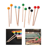 Maxbell 2x Wood Mallets Accessories Professional Marimba Mallets for Chime Beginners Yellow