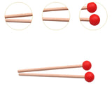 Maxbell 2x Wood Mallets Accessories Professional Marimba Mallets for Chime Beginners Red