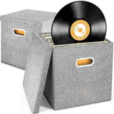 Maxbell 12inch Vinyl Records Storage Box CD Album Records Case Carrying Case Organizer Gray