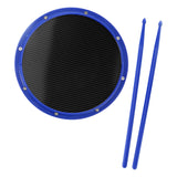 Maxbell 12inch Practice Drum Pad Portable Drumsticks Included for Gifts Home Student Blue