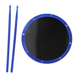 Maxbell 12inch Practice Drum Pad Portable Drumsticks Included for Gifts Home Student Blue