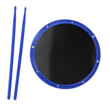 Maxbell 12inch Practice Drum Pad Portable Drumsticks Included for Gifts Home Student Blue