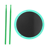 Maxbell 12inch Practice Drum Pad Portable Drumsticks Included for Gifts Home Student Green