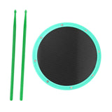 Maxbell 12inch Practice Drum Pad Portable Drumsticks Included for Gifts Home Student Green
