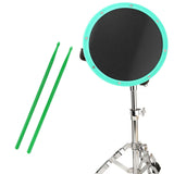 Maxbell 12inch Practice Drum Pad Portable Drumsticks Included for Gifts Home Student Green