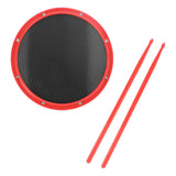 Maxbell 12inch Practice Drum Pad Portable Drumsticks Included for Gifts Home Student Red