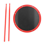 Maxbell 12inch Practice Drum Pad Portable Drumsticks Included for Gifts Home Student Red
