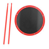 Maxbell 12inch Practice Drum Pad Portable Drumsticks Included for Gifts Home Student Red