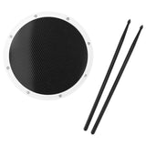 Maxbell 12inch Practice Drum Pad Portable Drumsticks Included for Gifts Home Student White