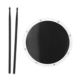 Maxbell 12inch Practice Drum Pad Portable Drumsticks Included for Gifts Home Student White