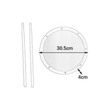 Maxbell 12inch Practice Drum Pad Portable Drumsticks Included for Gifts Home Student White