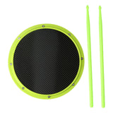 Maxbell 12inch Practice Drum Pad Portable Drumsticks Included for Gifts Home Student Shiny Green