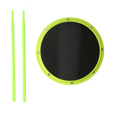 Maxbell 12inch Practice Drum Pad Portable Drumsticks Included for Gifts Home Student Shiny Green