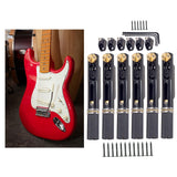 Maxbell 6 Strings Guitar Bridge Set with Nut and Wrench for Electric Guitar Upgrades Black